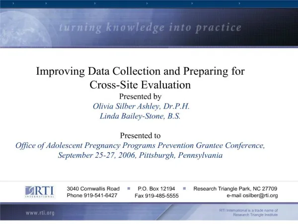 Improving Data Collection and Preparing for Cross-Site ...
