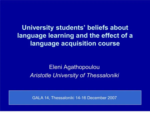 University students beliefs about language learning and the effect of a language acquisition course
