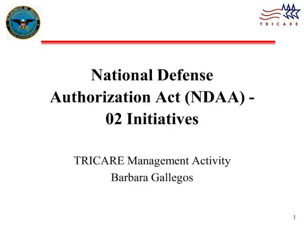 National Defense Authorization Act NDAA -02 Initiatives