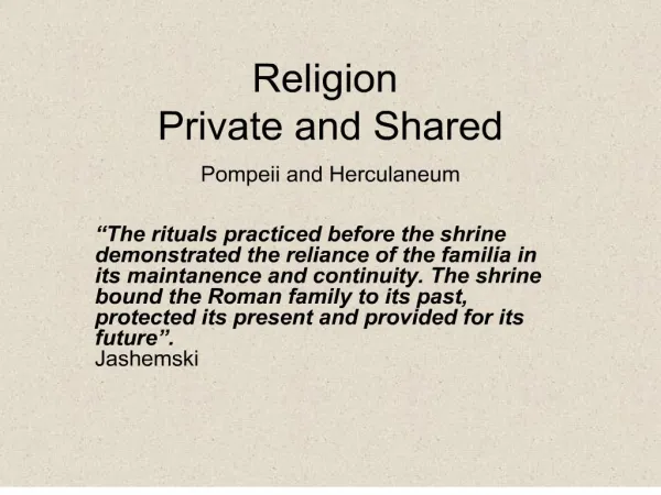 Religion Private and Shared