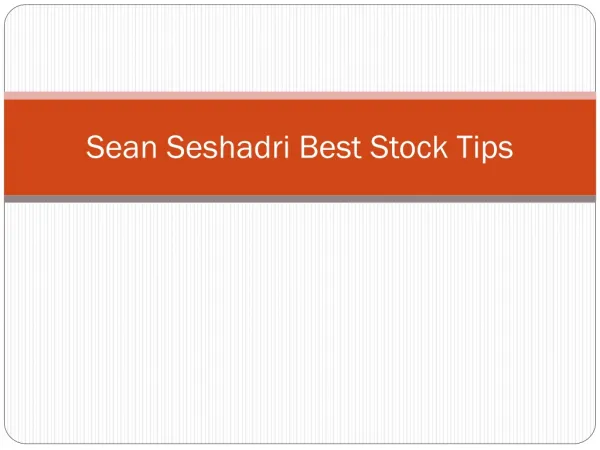 Sean Seshadri Best Stock Tips