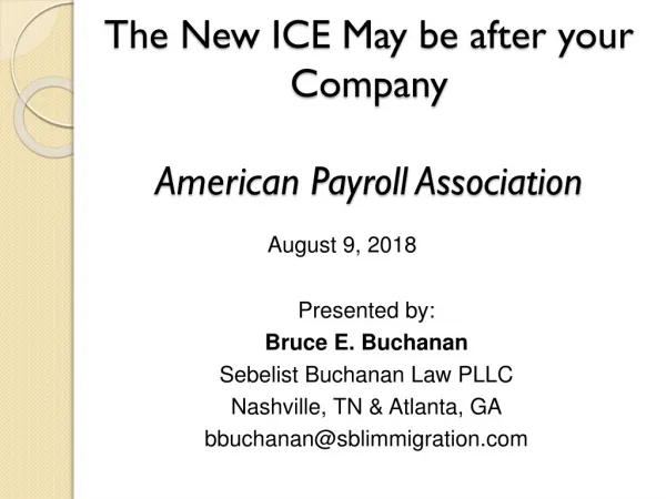 The New ICE May be after your Company American Payroll Association