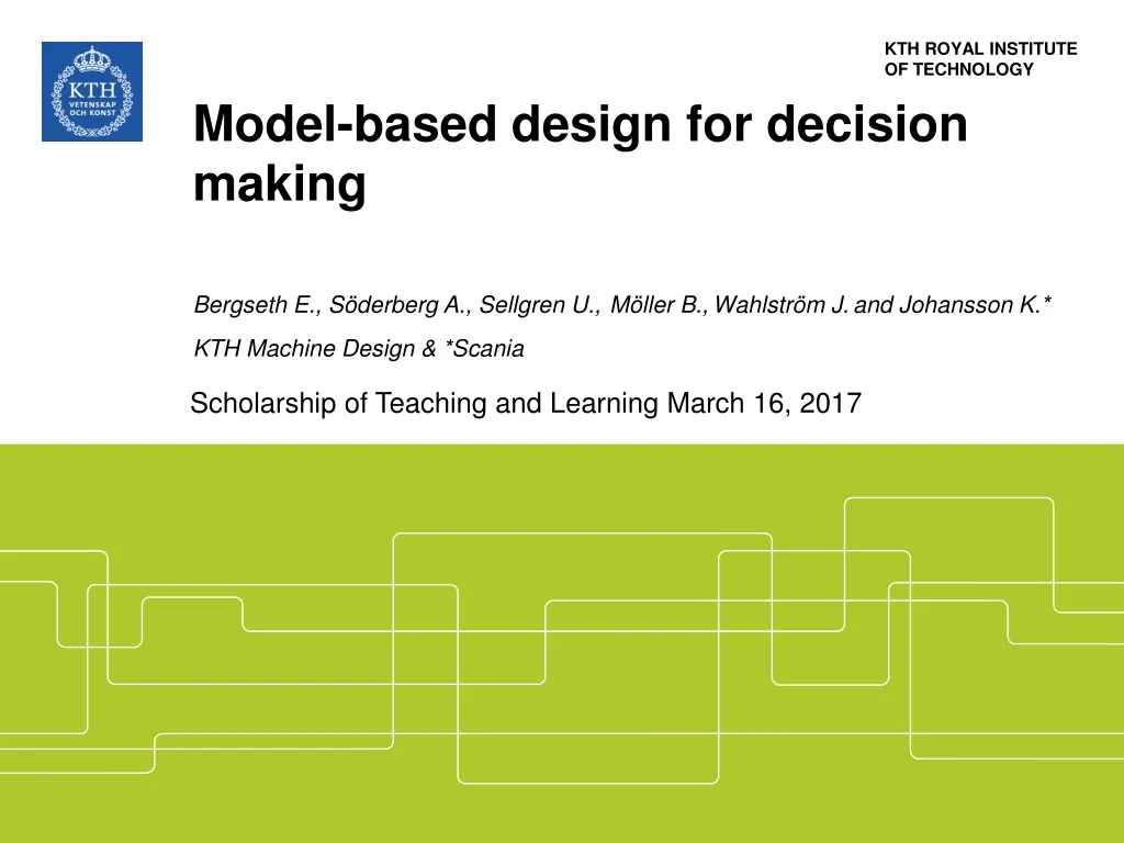 model based design for decision making