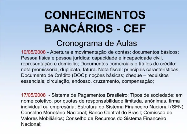 CONHECIMENTOS BANC RIOS - CEF
