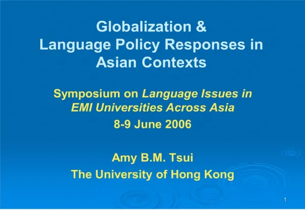 Globalization Language Policy Responses in Asian Contexts