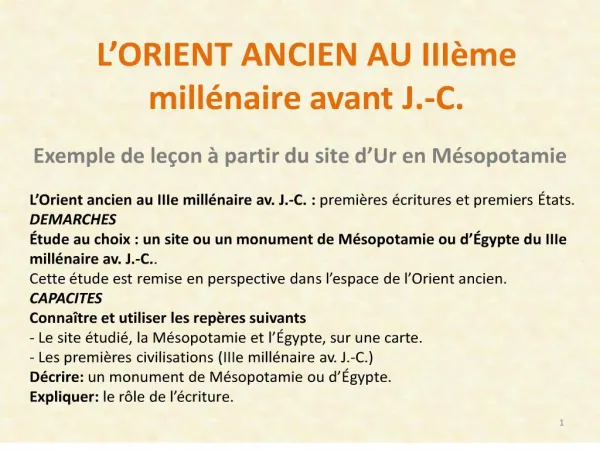L ORIENT ANCIEN AU III me mill naire avant J.-C.