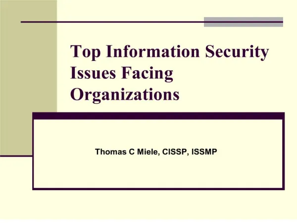 Top Information Security Issues Facing Organizations