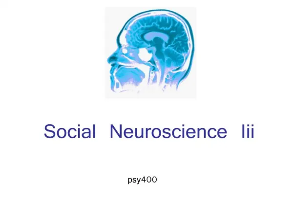 Social Neuroscience Iii