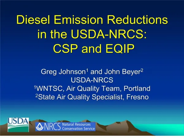 Diesel Emission Reductions in the USDA-NRCS: CSP and EQIP