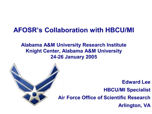 AFOSR s Collaboration with HBCU