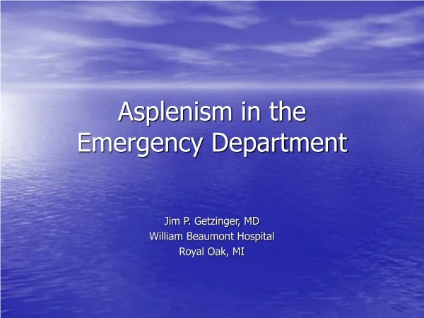 Asplenism in the Emergency Department