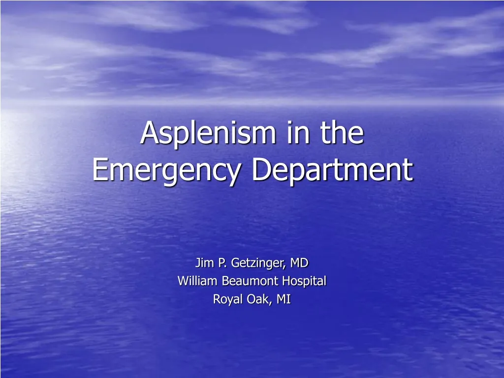 asplenism in the emergency department