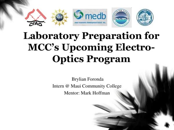 Laboratory Preparation for MCC’s Upcoming Electro-Optics Program