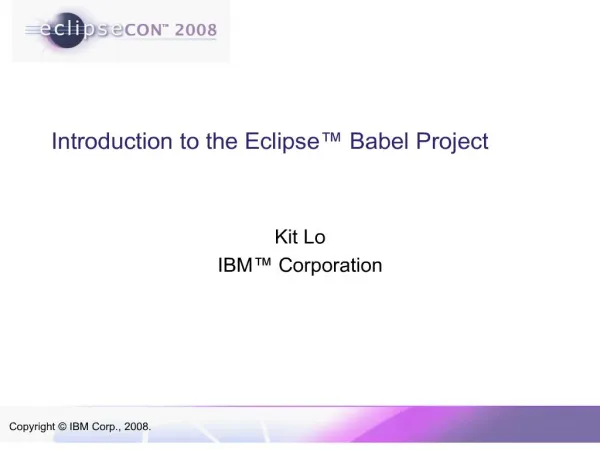 Introduction to the Eclipse