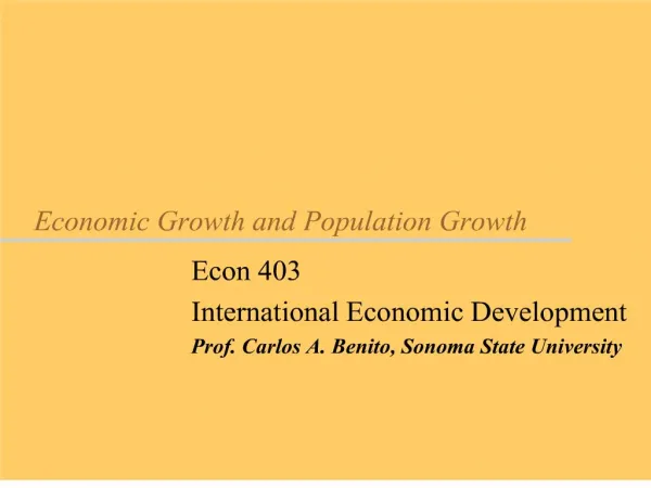 Economic Growth and Population Growth