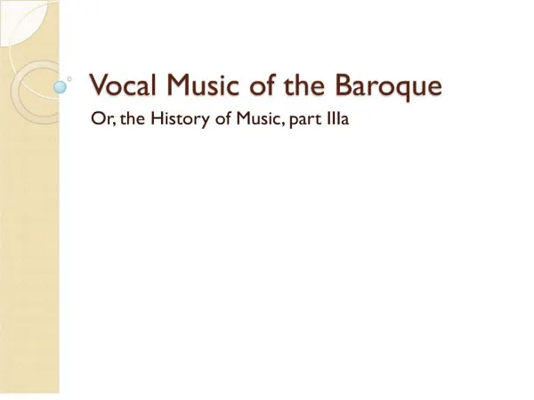 Vocal Music of the Baroque