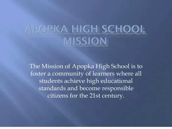 Apopka High School Mission
