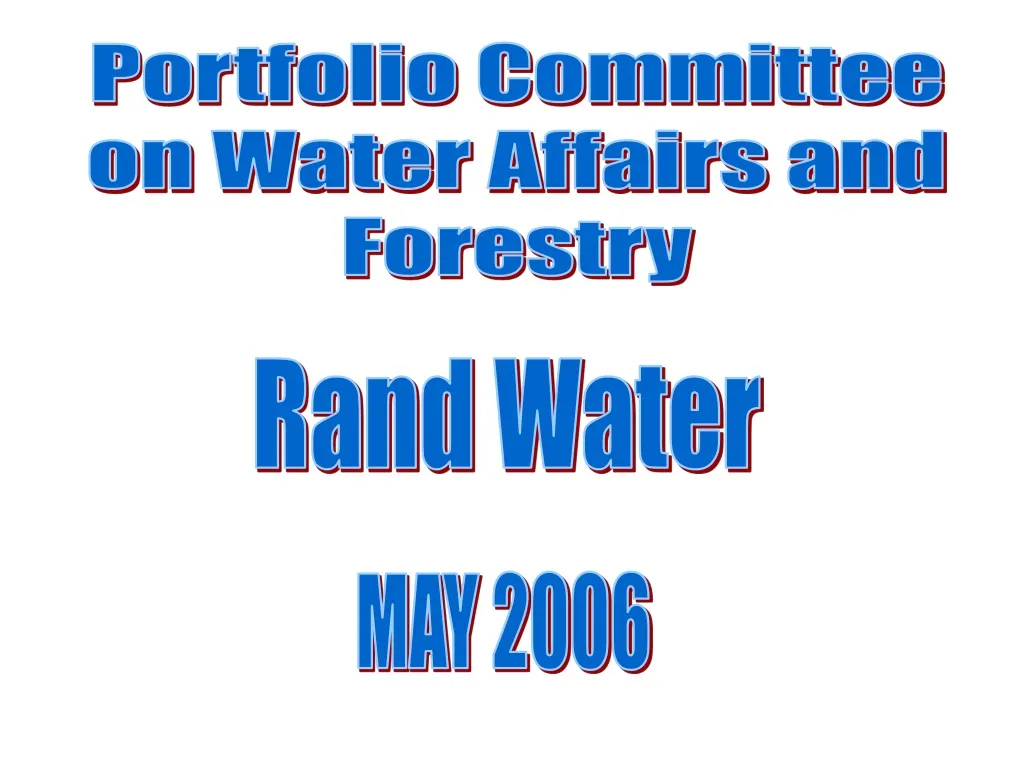 portfolio committee on water affairs and forestry