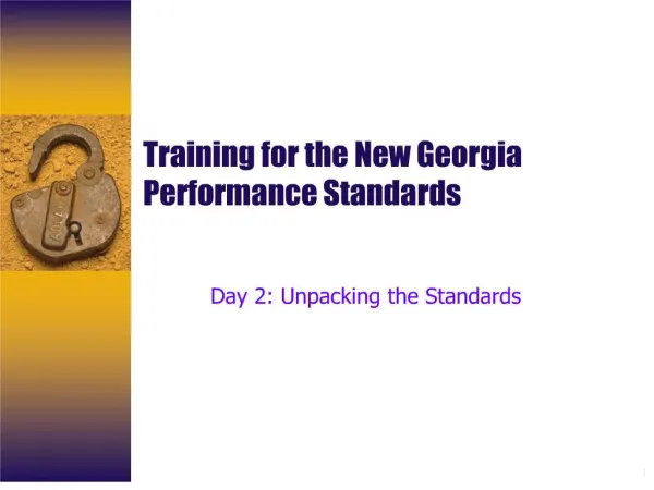 Training for the New Georgia Performance Standards