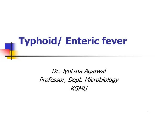 Typhoid/ Enteric fever