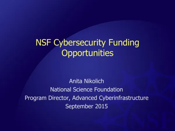 NSF Cybersecurity Funding Opportunities