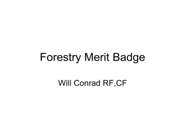 Forestry Merit Badge