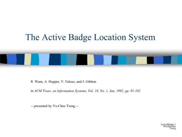 The Active Badge Location System