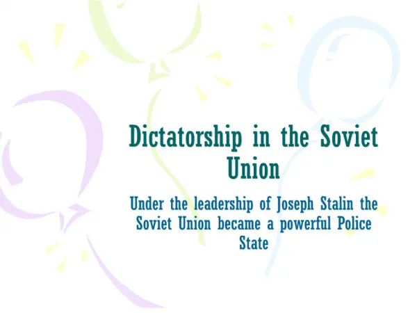 Dictatorship in the Soviet Union
