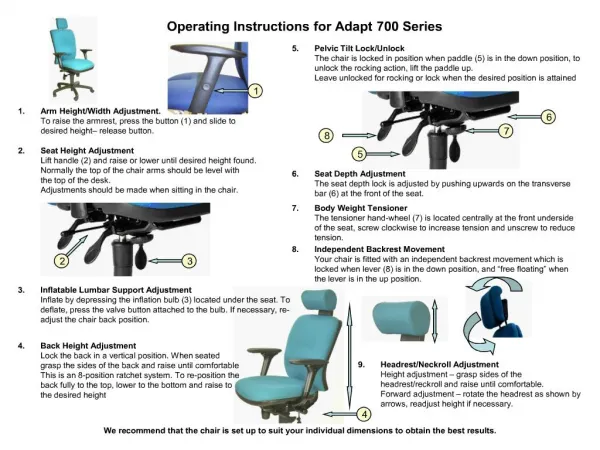Operating Instructions for Adapt 700 Series