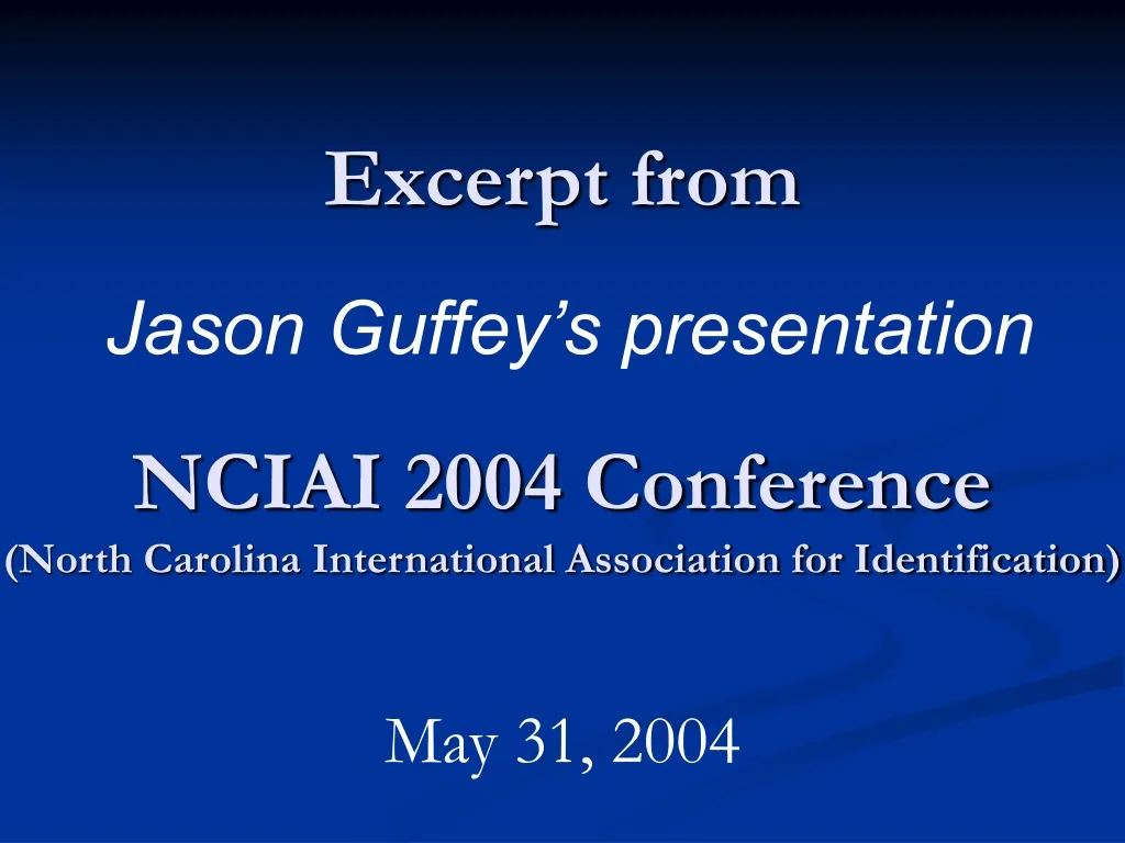 excerpt from nciai 2004 conference north carolina