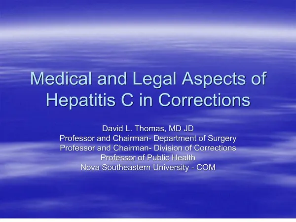 Medical and Legal Aspects of Hepatitis C in Corrections