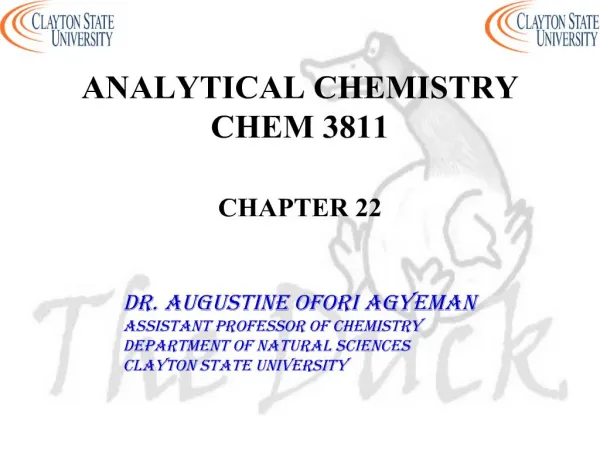 ANALYTICAL CHEMISTRY CHEM 3811 CHAPTER 22
