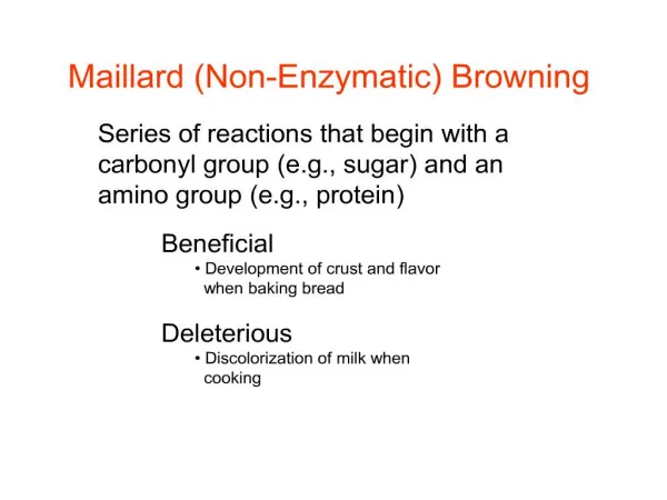 Maillard Non-Enzymatic Browning