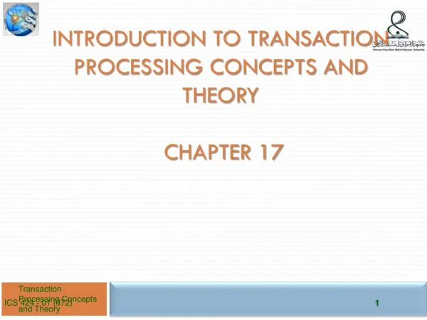 Introduction to Transaction Processing Concepts and Theory Chapter 17