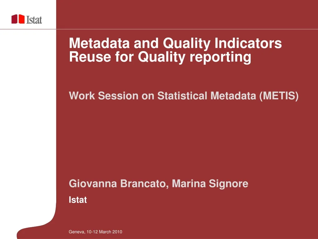 metadata and quality indicators reuse for quality