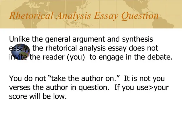 Rhetorical Analysis Essay Question