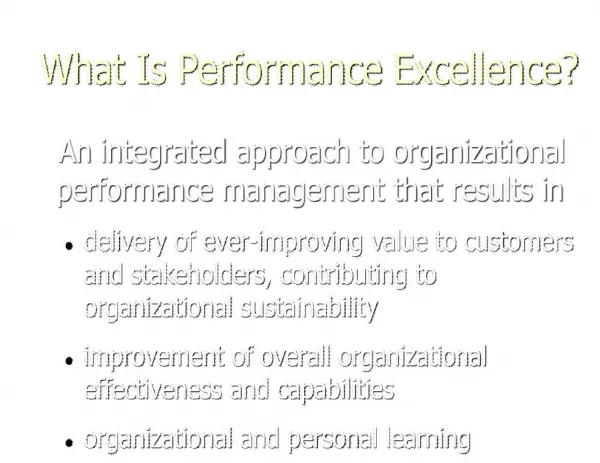 What Is Performance Excellence