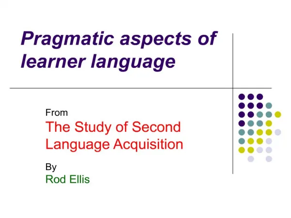 Pragmatic aspects of learner language