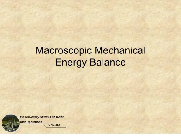 Macroscopic Mechanical Energy Balance