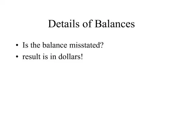 Details of Balances