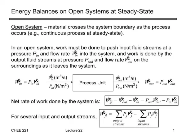 Energy Balances on Open Systems at Steady-State