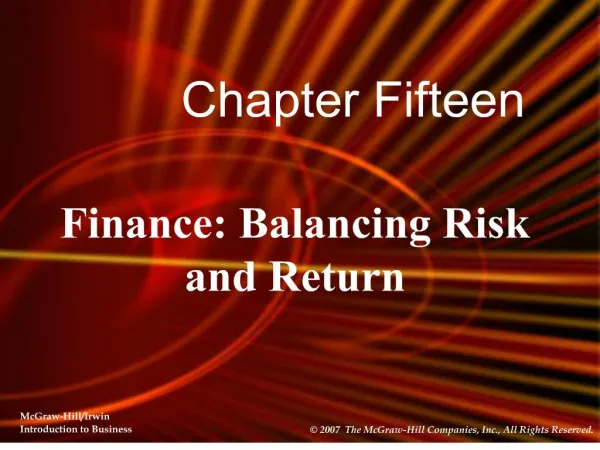 Finance: Balancing Risk and Return