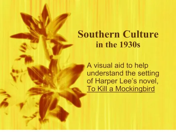 Southern Culture in the 1930s