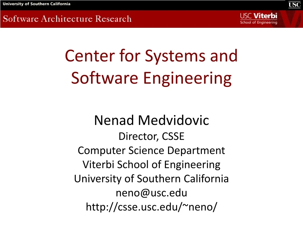 center for systems and software engineering nenad