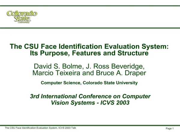 The CSU Face Identification Evaluation System: Its Purpose ...