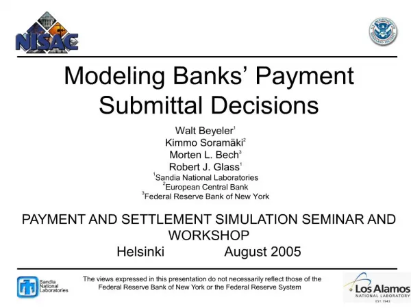 Modeling Banks Payment Submittal Decisions