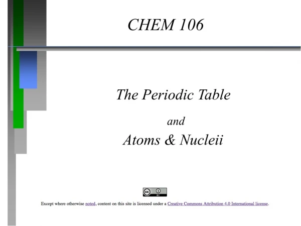 The Periodic Table and Atoms &amp; Nucleii