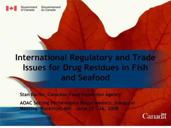 International Regulatory and Trade Issues for Drug Residues in Fish and Seafood