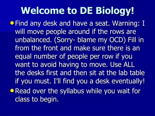 Welcome to DE Biology!