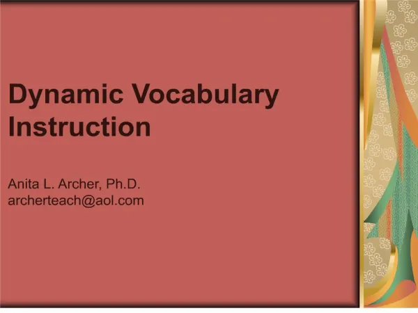 Importance of Vocabulary Instruction Components of a Vocabulary Program Read-Alouds Explicit Vocabulary Instruction Word